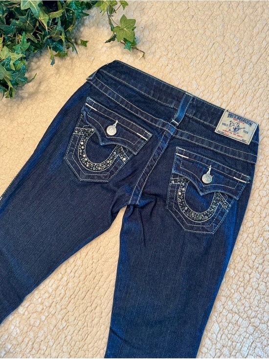 True Religion Denim - True Religion Women's Dark Indigo Skinny Jeans with Embellished Back Pockets